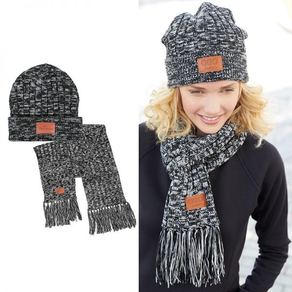 2-in-1 Heathered Knit Winter Set with your custom logo.