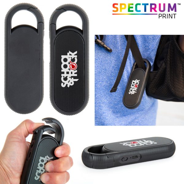 Carabiner Wireless Speaker with your custom logo.