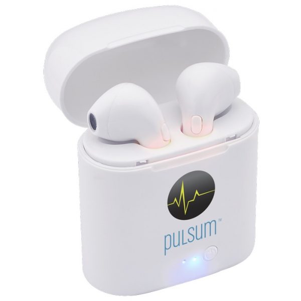 Bluetooth® Earbuds with Charger Case with your custom logo.