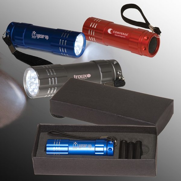 The Pocket 9 LED Flashlight has your laser-engraved logo.