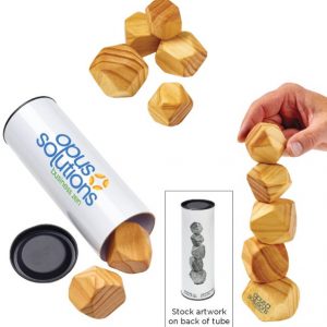 Wood Stacking Zen Stones with your custom logo.